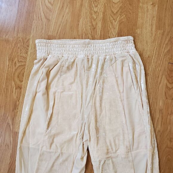 NEW! HAH | '1 Track Mind' Crushed Velvet Jogger Pants - size Large in Ivory - Picture 7 of 16